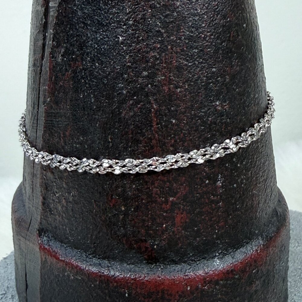Monet Silver Tone Two Chain Bracelet 6.75"